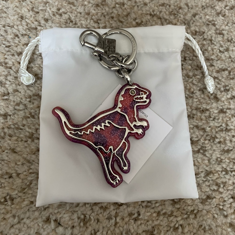 Coach Rexy bag charm keychain silver